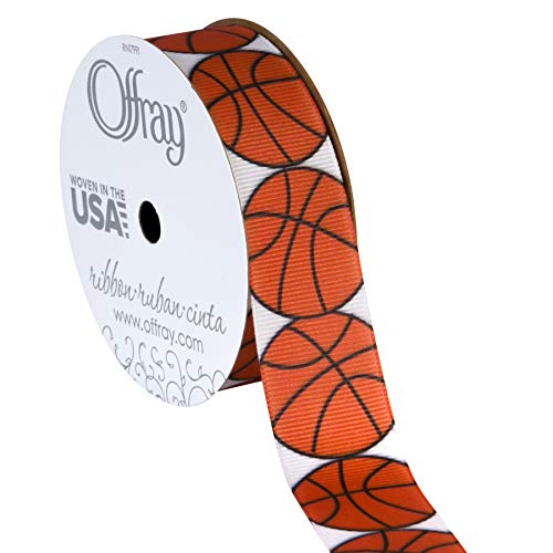 BERWICK Offray 922132 Ripsband, 2,2 cm breit, Basketball-Muster, 2,7 m von Berwick