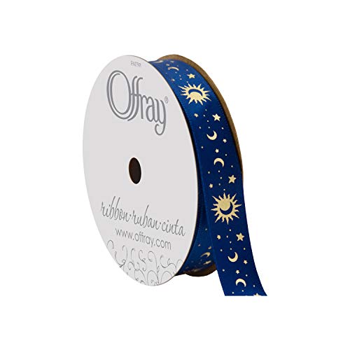 Offray Celestial Craft Ribbon, 5/8 Zoll x 12-feet, Marineblau und Gold Offray Celestial Craft Ribbon, 5/8 Zoll x 12-feet, Marineblau und Gold von Berwick