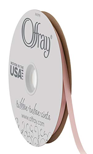 Offray Doppelseitiges Satinband, 0,6 cm breit, 91,4 m, Pink Blush von Berwick