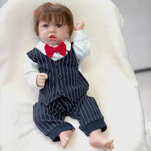 Reborn Babypuppen, 22 Zoll 55 cm Sanft Real Silikon Puppe Kinder,F-Boy von BesBet
