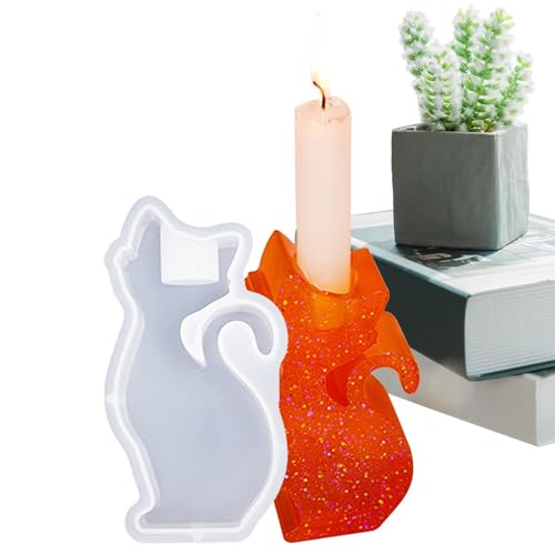 Besreey Harz-Kerzenständer-Form, Kerzenhalter-Harzformen,Silikonformen zur Herstellung von Kerzenhaltern in Katzenform | Leicht zu lösende Gießformen aus Silikonharz für die Herstellung von von Besreey