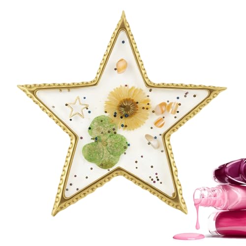 Besreey Nagel Mischpalette, Nagellack Farbmix Palette, Elegantes Goldrand Tablett Aus Resin Für Zuhälle Maniküre Salon Beauty Studio Damen Mädchen Gel Nagelkunst Übungsstation von Besreey