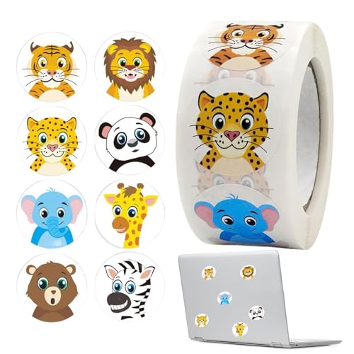 Besreey Tieraufkleberrolle - 500 Stück runde Tieraufkleber, Siegeletiketten, Tags,Aufkleberbögen für Kinder, Geschenketiketten, jeder misst 2,5 cm im Durchmesser Besreey Tieraufkleberrolle - 500 Stück runde Tieraufkleber, Siegeletiketten, Tags,Aufkleberbögen für Kinder, Geschenketiketten, jeder misst 2,5 cm im Durchmesser von Besreey