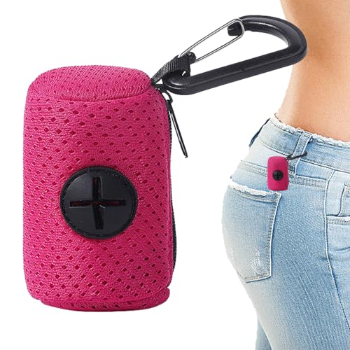 Besreey Hundetaschenhalter - Hundekotbeutelhalter aus Netzstoff mit Leinenbefestigung und Reißverschluss - Hundebeutelspender mit großer Kapazität, tragbarer Kotbeutelhalter für Hunde, Spaziergänge von Besreey