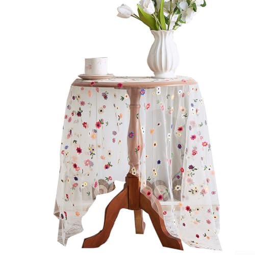 Besshepplo Rustikale Spitzentischdecke mit schöner Stickerei für Esszimmer, stilvoll und funktional (Blumen) von Besshepplo