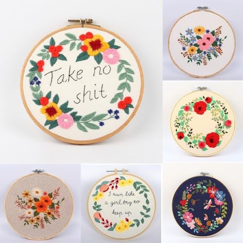 Besshepplo Stickset zum Selbermachen mit schönen Blumenmustern und komplettem Zubehör (Nr. 7) von Besshepplo
