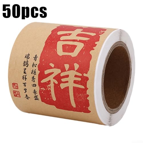 Charmante chinesische Neujahrsaufkleber, 50 Stück, Rolle zum Personalisieren von Karten und Bastelarbeiten während der Weihnachtszeit (LY-550) von Besshepplo