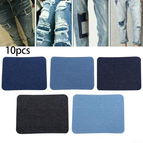 Set mit 10 Flicken zum Aufbügeln für einfache Reparaturen von Kleidung, großartige Lösung zum Ausbessern beschädigter Jeans und anderer Stoffe Set mit 10 Flicken zum Aufbügeln für einfache Reparaturen von Kleidung, großartige Lösung zum Ausbessern beschädigter Jeans und anderer Stoffe von Besshepplo