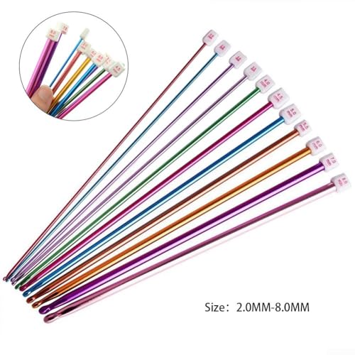 Tunesische afghanische Häkelnadel aus Aluminium, 10, 6, 1 Stück, für einfaches Stricken von kleinen Projekten (5,0 mm) von Besshepplo