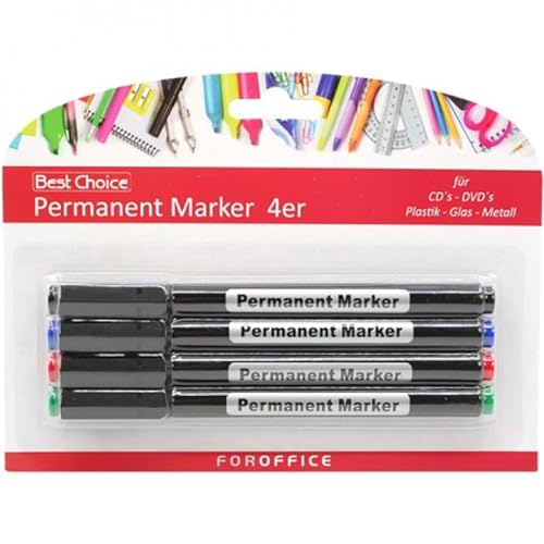 Best Choice Permanentmarker Marker Universal Set mit 4, 4 Farben ass. von Best Choice