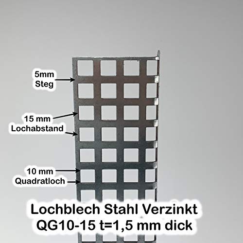 Lochblech Stahl Verzinkt Winkel QG 10-15 Winkelprofil 1,5mm Länge 1000mm, Individuell nach Maß (Schenkel: 100mm x 50mm) von Bestell_dein_lochblech