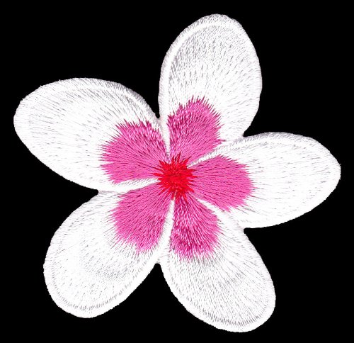 Aufnäher Bügelbild Aufbügler Iron on Patches Applikation Frangipani Blume Blüte von Bestellmich / Aufnäher