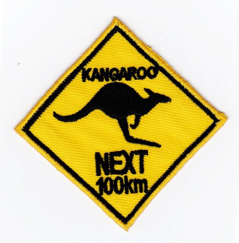 Aufnäher Bügelbild Aufbügler Iron on Patches Applikation Kangaroo Next 100 km Australia Australien von Bestellmich / Aufnäher