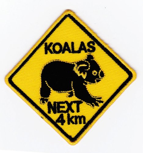 Aufnäher Bügelbild Aufbügler Iron on Patches Applikation Koalas Next 4 km Australia Australien von Bestellmich / Aufnäher