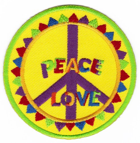 Aufnäher Bügelbild Aufbügler Iron on Patches Applikation Love Liebe Peace Hippie von Bestellmich / Aufnäher