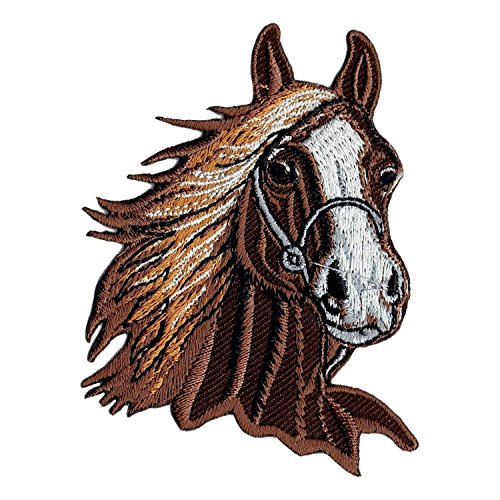 Aufnäher Bügelbild Aufbügler Iron on Patches Applikation Pferd Kopf reiten Pferdekopf von Bestellmich / Aufnäher