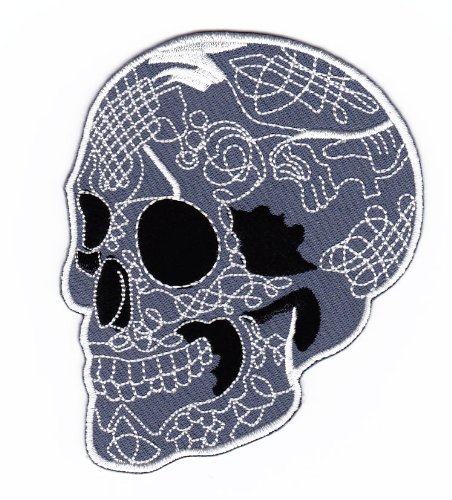 Aufnäher Bügelbild Aufbügler Iron on Patches Applikation Totenkopf Skull Biker Tattoo Rock von Bestellmich / Aufnäher