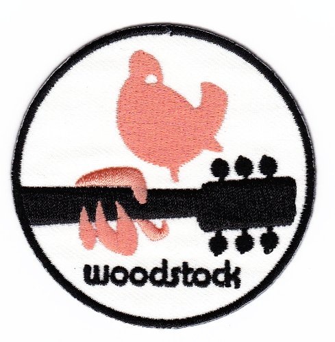 Aufnäher Bügelbild Aufbügler Iron on Patches Applikation Woodstock Peace Taube Frieden Gitarre Musik von Bestellmich / Aufnäher