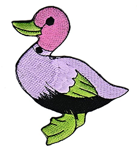 Ente Stockente Vogel Lila Aufnäher Bügelbild Applikation Patch Größe 8,4 x 6,6 cm von Bestellmich / Aufnäher