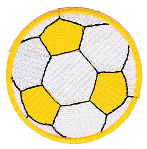 Fußball Gelb Ball Aufnäher Bügelbild Aufbügler Iron on Patches Applikation Sport Soccer Größe 5,5 x 5,5 cm von Bestellmich / Aufnäher