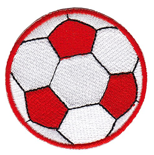 Fußball Rot Ball Aufnäher Bügelbild Aufbügler Iron on Patches Applikation Sport Soccer Größe 5,5 x 5,5 cm von Bestellmich / Aufnäher