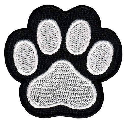 Hundepfote Schwarz Weiß Pfote Hund Aufnäher Bügelbild Patch Größe 6,1 x 5,8 cm von Bestellmich / Aufnäher