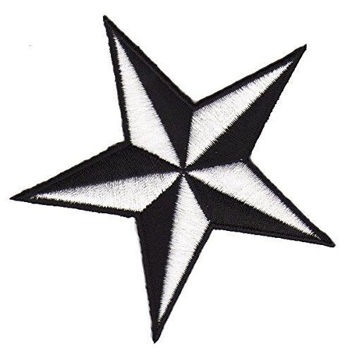 Nautischer Stern Schwarz/Weiß Aufnäher Bügelbild Iron on Patches Applikation von Bestellmich / Aufnäher