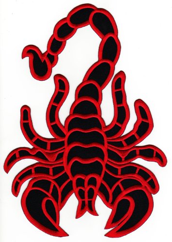 Skorpion Rot Backpatch Rückenaufnäher Biker XXL Scorpion ca. 20 x 28 cm von Bestellmich / Aufnäher