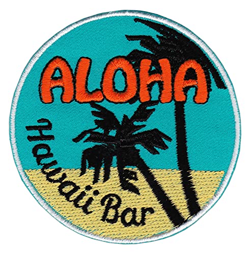 Aloha Hawaii Bar Palmen Aufnäher Bügelbild Patch Applikation Größe 7,0 x 7,0 cm von Bestellmich