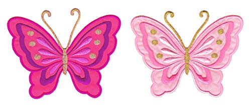 Bestellmich 2er Set Schmetterling Groß Pink und Rosa Aufnäher Bügelbild Patch Größe 11 x 9 cm von Bestellmich