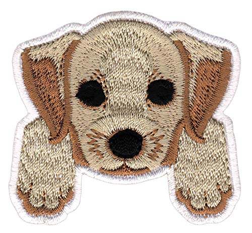 Bestellmich Hund Welpen Labrador Aufnäher Bügelbild Patch Applikation Größe 5,9 x 5,6 cm von Bestellmich