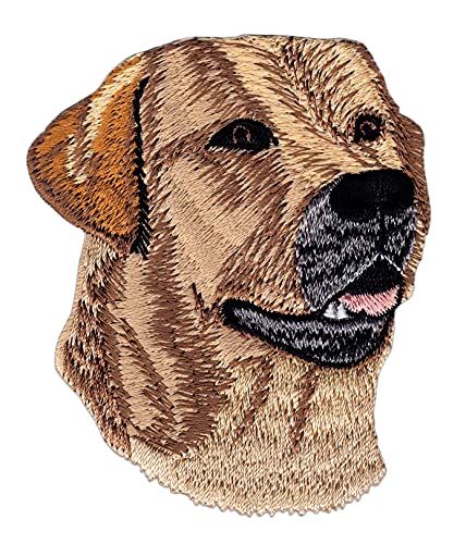 Bestellmich Labrador Retriever Hund Gold-Braun Aufnäher Bügelbild Patch Flicken Applikation Größe 6,5 x 7,8 cm von Bestellmich