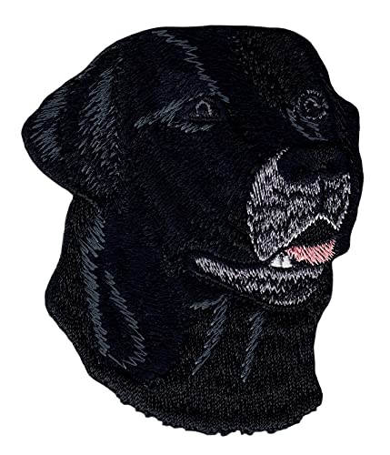 Bestellmich Labrador Retriever Hund Schwarz Aufnäher Bügelbild Patch Flicken Applikation Größe 6,5 x 7,8 cm von Bestellmich
