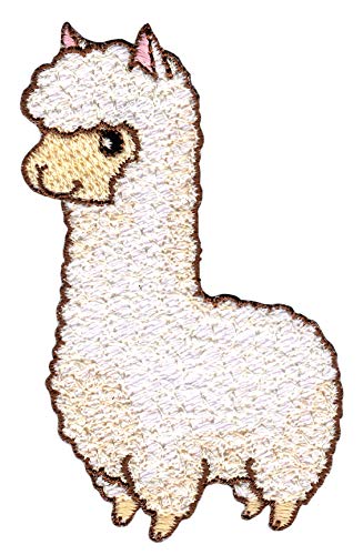 Bestellmich Lama Weiß Aufnäher Bügelbild Patch Applikation Größe 5,0 x 8,1 cm von Bestellmich