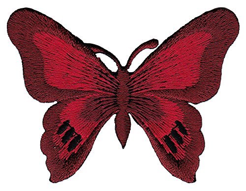 Bestellmich Schmetterling Falter Weinrot Aufnäher Bügelbild Patch Applikation von Bestellmich