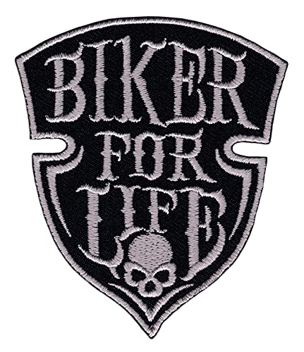 Biker for Life Totenkopf Kutte Aufnäher Bügelbild Patch Flicken Applikation Größe 6,8 x 7,5 cm von Bestellmich