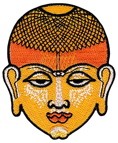 Buddha Kopf Orange Esoterik Aufnäher Bügelbild Applikation Flicken Patch Größe 6,8 x 8,3 cm von Bestellmich