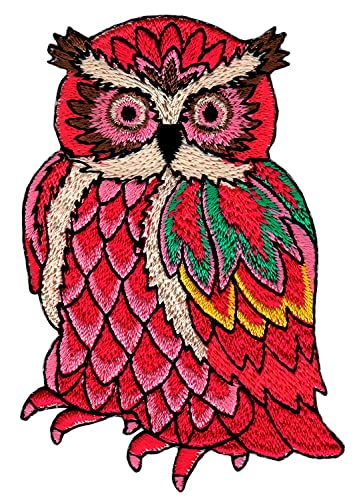 Bunte Eule Vogel Owl Aufnäher Bügelbild Applikation Flicken Patch Größe 6,0 x 8,5 cm von Bestellmich