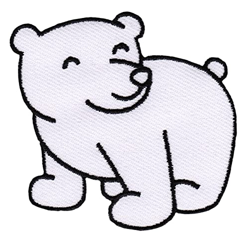 Eisbär Bär Weiß Aufnäher Bügelbild Patch Applikation Flicken Größe 5,5 x 5,5 cm von Bestellmich