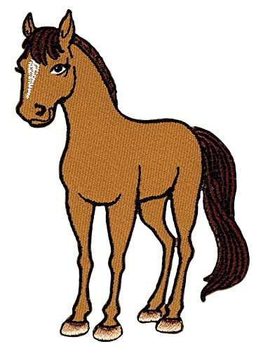 Fohlen Braun Pferd Pony Aufnäher Bügelbild Patch Flicken Applikation Größe 6,7 x 9,6 cm von Bestellmich