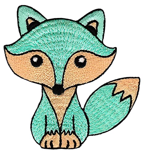 Fuchs Türkis Fox Aufnäher Bügelbild Applikation Flicken Patch Größe 7,7 x 7,5 cm von Bestellmich
