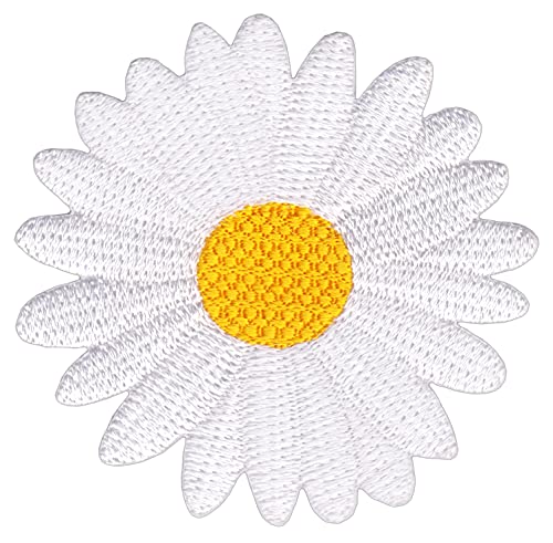 Gänseblümchen Blume Blüte Weiß Aufnäher Bügelbild Patch Applikation Größe 6,0 x 6,0 cm von Bestellmich