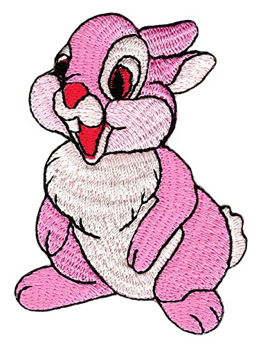 Hase Rosa Kaninchen Aufnäher Bügelbild Patch Flicken Applikation Größe 5,5 x 7,5 cm von Bestellmich