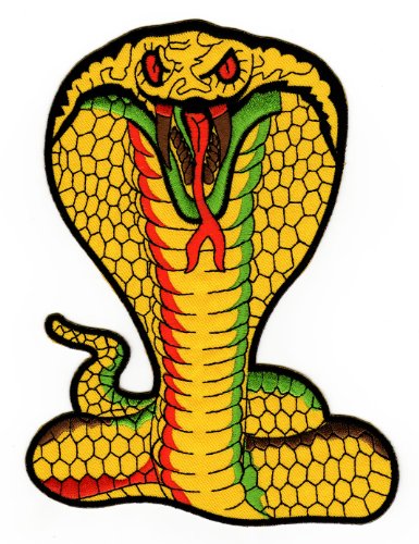 Kobra Gelb Schlange Backpatch Rückenaufnäher Snake ca. 14 x 19 cm von Bestellmich