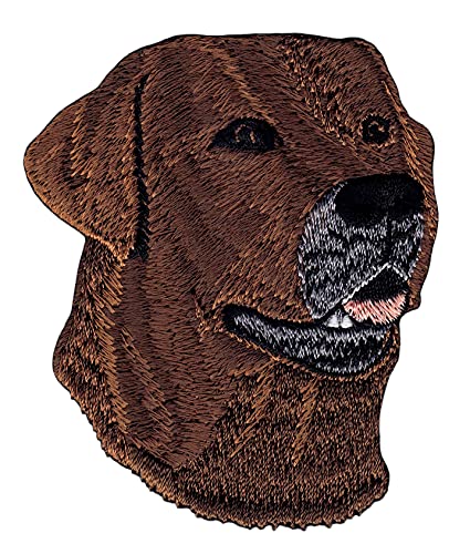 Bestellmich Labrador Retriever Hund Dunkelbraun Aufnäher Bügelbild Patch Flicken Applikation Größe 6,5 x 7,8 cm, Braun von Bestellmich