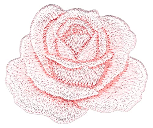 Rose Rosa Weiß Blüte Aufnäher Bügelbild Patch Flicken Applikation Größe 6,1 x 5,2 cm von Bestellmich