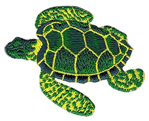 Schildkröte Grün Wasserschildkröte Aufnäher Bügelbild Patch Flicken Applikation Größe 6,4 x 4,9 cm von Bestellmich