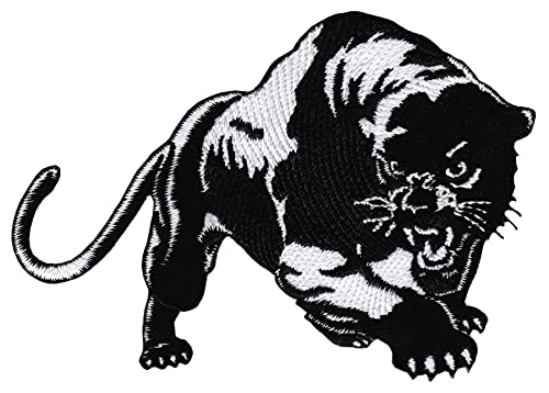 Schwarz Weiß Panter Panther Aufnäher Bügelbild Patch Applikation Größe 9,6 x 6,8 cm von Bestellmich