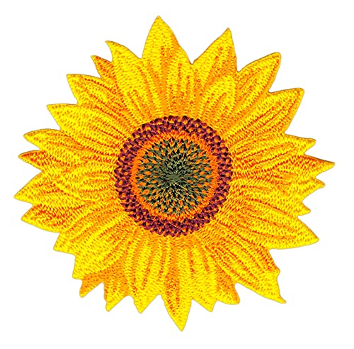 Bestellmich Sonnenblume Blüte Aufnäher Bügelbild Patch Flicken Applikation Größe 6,5 x 6,5 cm, Gelb von Bestellmich