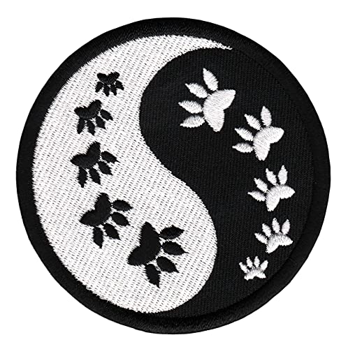 Yin Yang Zeichen mit Tatzen Aufnäher Bügelbild Patch Flicken Applikation Größe 8,0 x 8,0 cm von Bestellmich